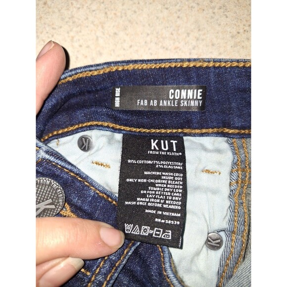Kut from the Kloth Jeans Womens Sz 00 Dark Blue Connie Ankle Skinny Denim 25x26 - Picture 4 of 5